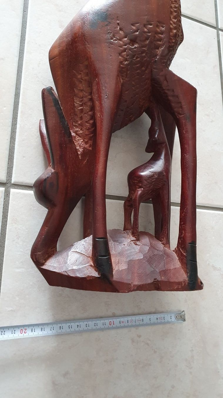 Statuette: Handgeschnitzt Deko Rehmutter mit Jung aus Massive Holz – Usato da Winterthur venduto da Ywan1 3