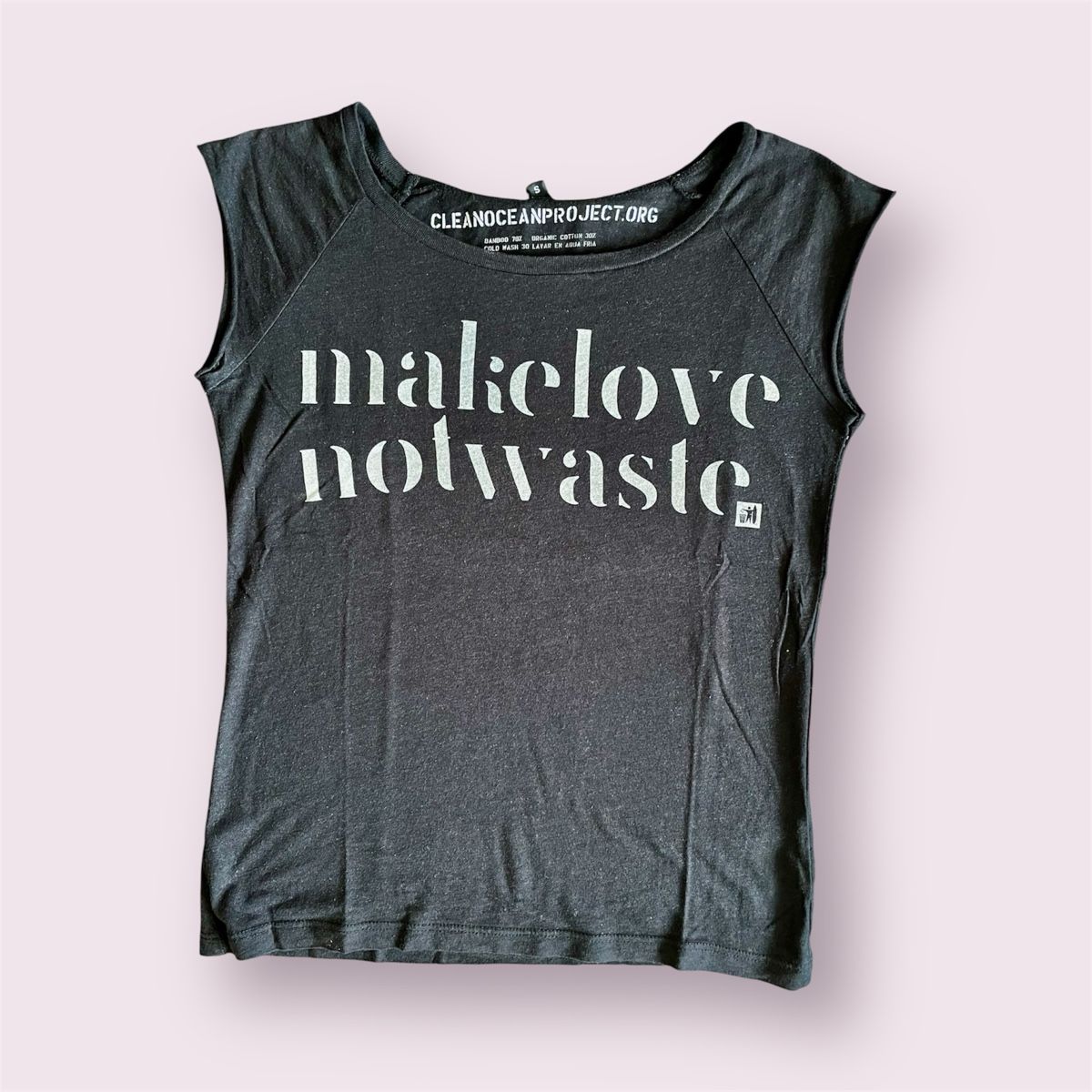 T-shirt: Make Love Not Waste Statement Black T-Shirt – Usato da Zürich venduto da lydia.joray