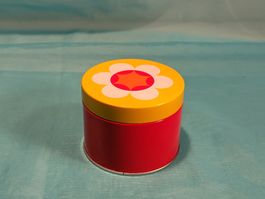 Blechdose mit Blumenmotiv IKEA rot gelb , Retro-Look
