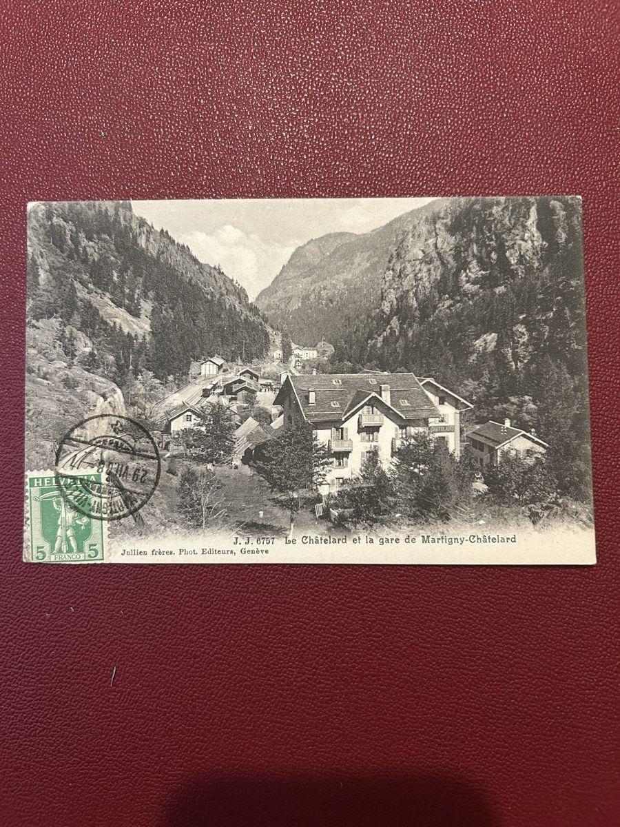 Cartoline postali: Le Châtelard et la gare de Martigny-Châtelard 1908 – Usato da Breganzona venduto da Milesbo