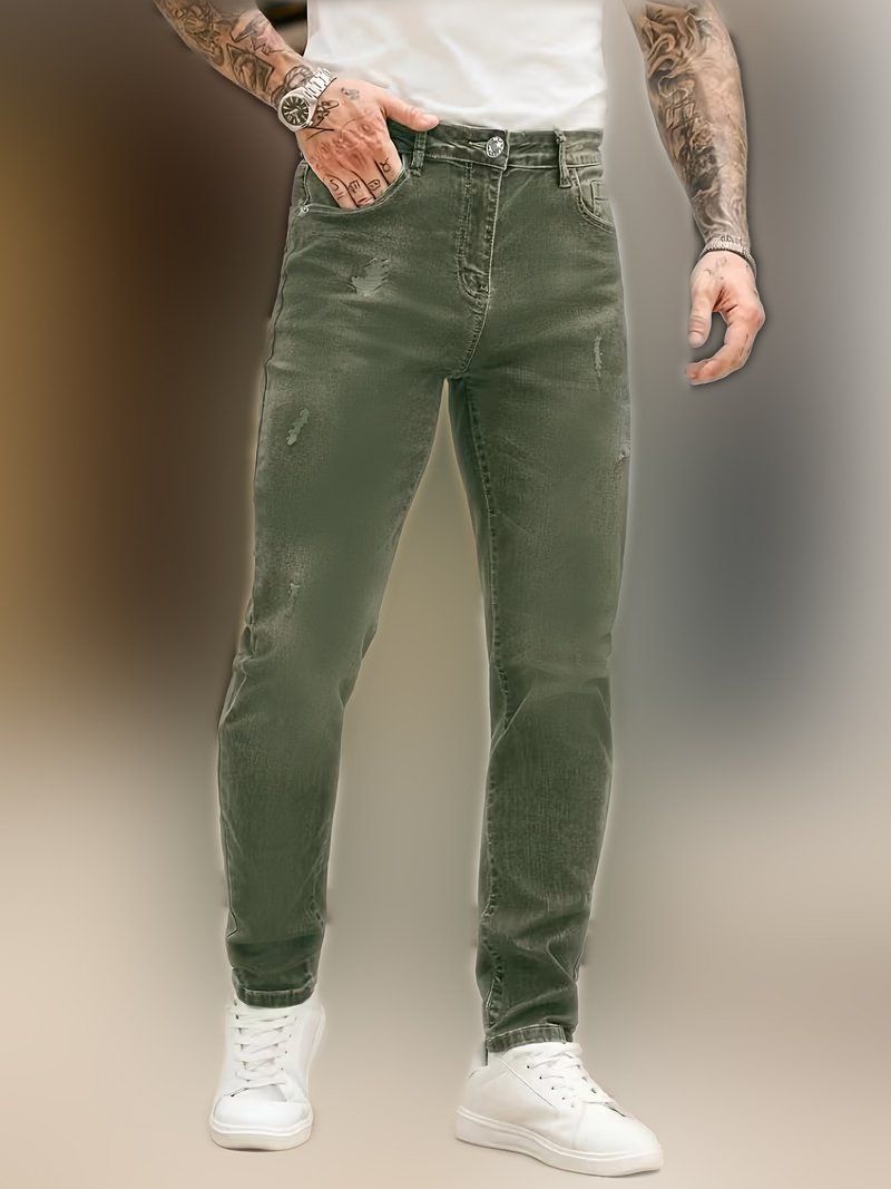 Jeans: DESTROYED JEANS MIT GURT, OLIVE GRÖSSE 48/50 SIEHE BILDER – Nuovo (secondo la descrizione) da thierachern venduto da Styl 5
