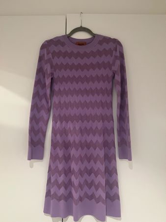 MISSONI Purple Zigzag Knit Dress Size 40
