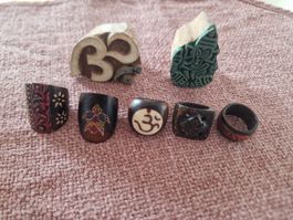 Holz Schmuck - Fingerringe +Stempel