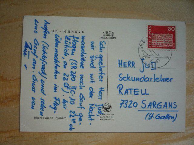 Cartoline postali: Genève, 5.1.74 – Usato da Rieden SG venduto da Brockehuesli 1