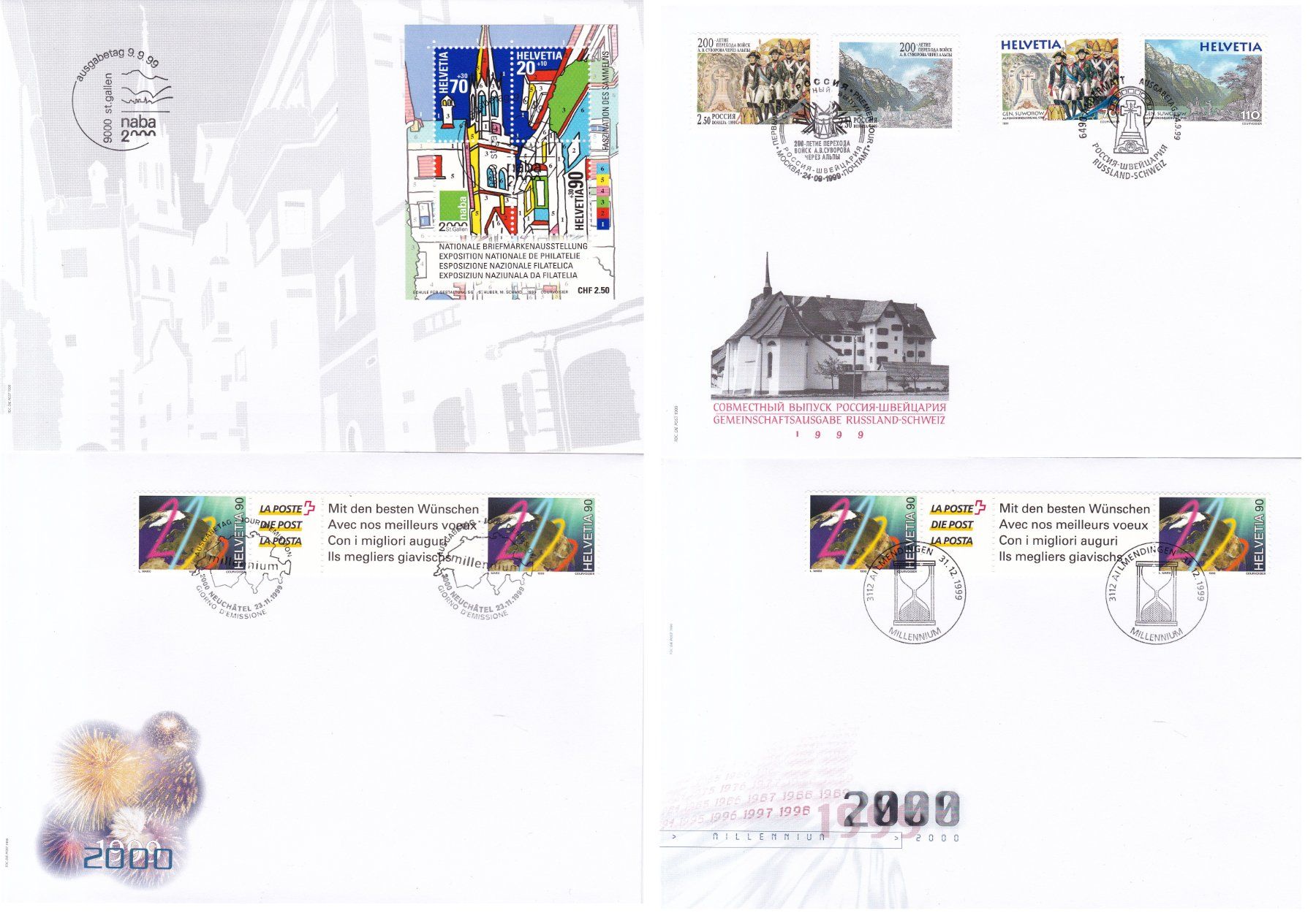 Tutti i francobolli: 21 Stk.CH FDCs, Blocks etc. 1999-2014 – Usato da Münchwilen AG venduto da Nesar
