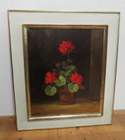 Ölgemälde Gottlieb Wasem 1966, Geranien - Vintage Kunst!