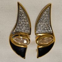 Vintage Email/Strass/Glas Ohrclips, 60er Jahre
