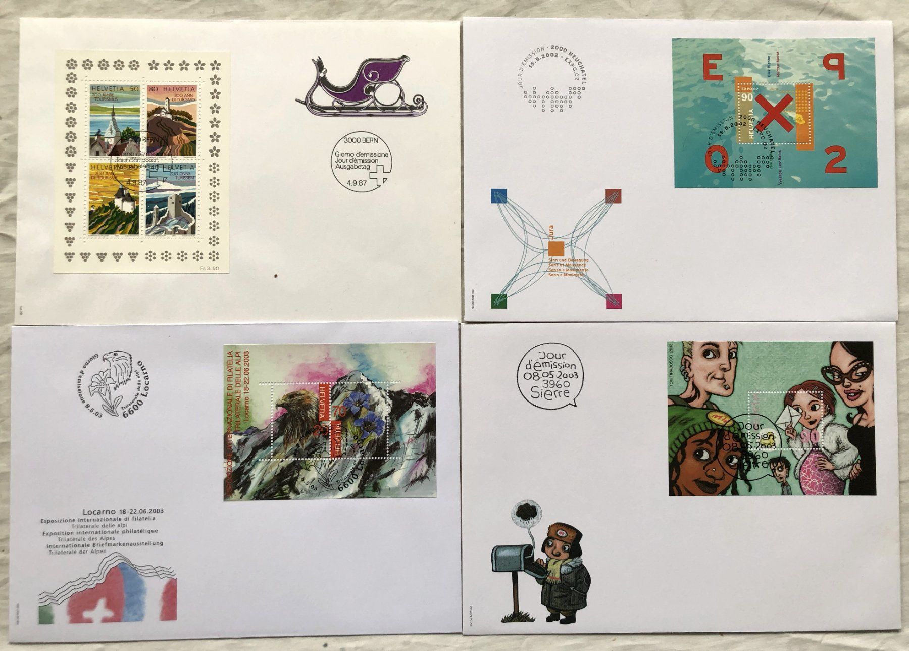 Tutti i francobolli: 4x Sonderblocks - FDC – Usato da Schaffhausen venduto da durruti