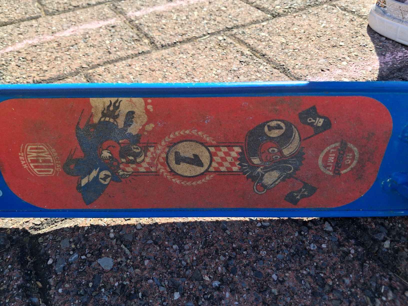 Oxelo Kickboard: Kindertrotti Oxelo blau zusammenklappbar – Usato da Weiach venduto da Musikmaengu 1