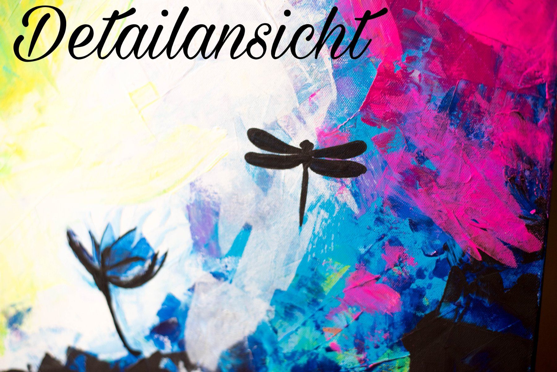 Gemälde: Acrylbild abstrakt bunt Libelle Tier Unikat – Neu und originalverpackt aus Rheinau von Sussel 5
