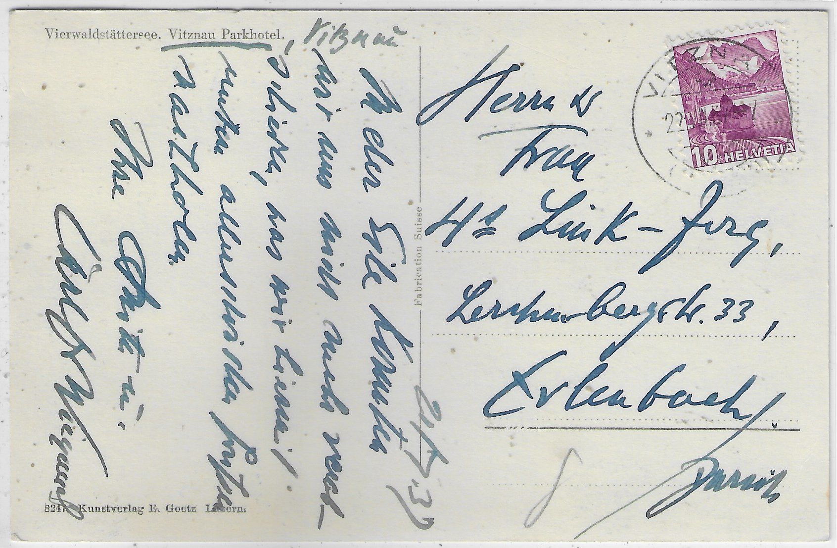 Cartoline postali: Vitznau - Parkhotel – Usato da Ettingen venduto da Kartenplanet 1