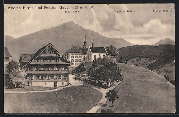 Cartoline postali: Menzingen, Gubel, Kloster, Kirche und Pe – Usato da Berlin venduto da bartko-reher