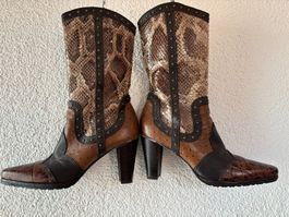 Exotische Echtleder-Stiefel, Grösse 40 1/2, Stuart Weitzman