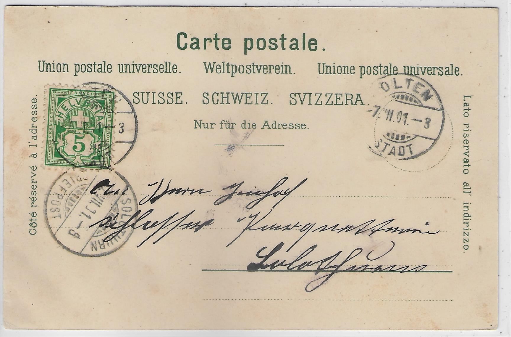 Cartoline postali: Gruss aus Olten - Litho 1901 – Usato da Ettingen venduto da Kartenplanet 1