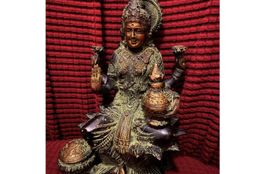 Statue Lakshmi assise sur le lotus, bronze / Lakshmi