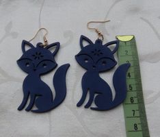 Boucles d'oreilles renard bleu marine - Chic neuf!