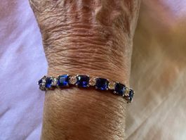 Neues Tennisarmband 925 mit blauen u weissen Zirkonia