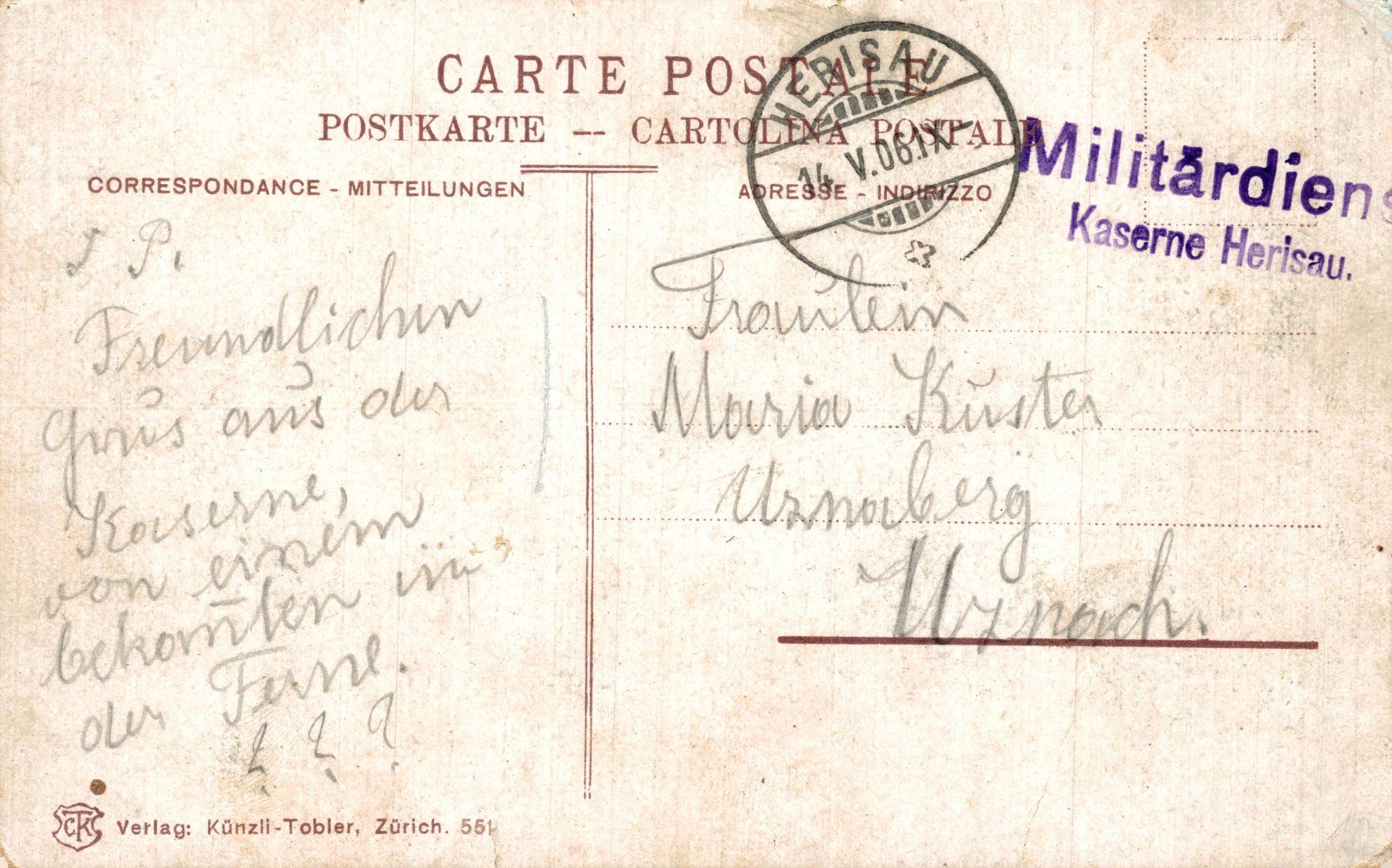 Cartes postales: Herisau. Poststrasse, Kaserne – D'occasion à Bronschhofen par Astore 1