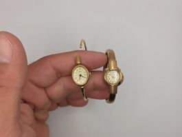 2 Vintage Damenuhren aus der Schweiz, Goldfarben (70)