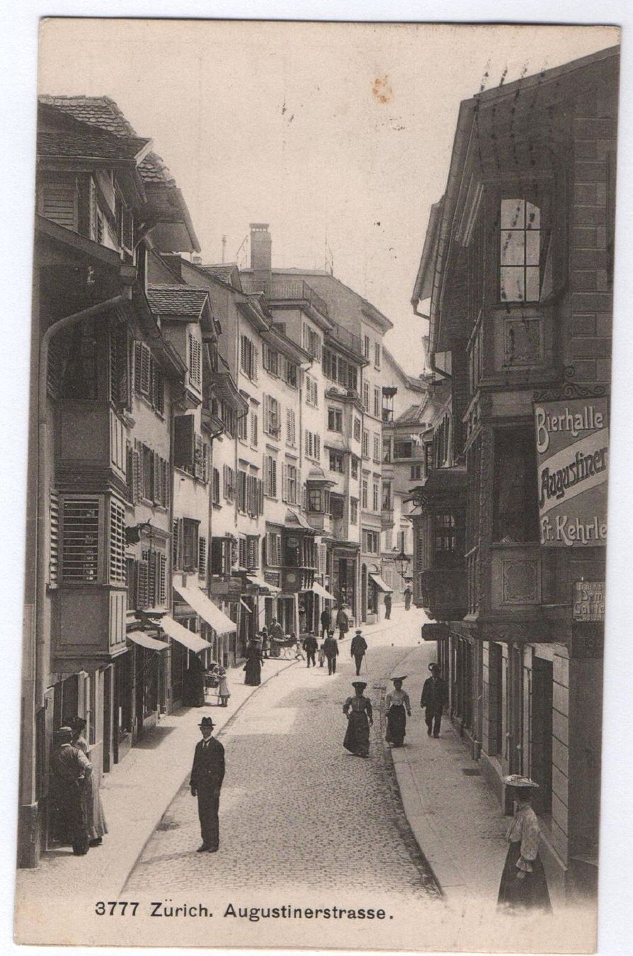 Cartoline postali: ZÜRICH Augustinerstrasse, Bierhalle – Usato da Jona venduto da philajona