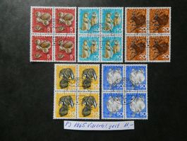 PJ 1965 gestempelte Viererblöcke