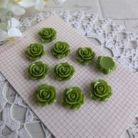 10 Applique Rose 1,5cm grün vert flatback Applikation Charm