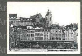 AK sw Basel BS Barfüsserplatz,Leonhardskirche,Lohnhof ≈1980
