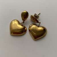 18KGP Herz Goldene Edelstahl Ohrringe