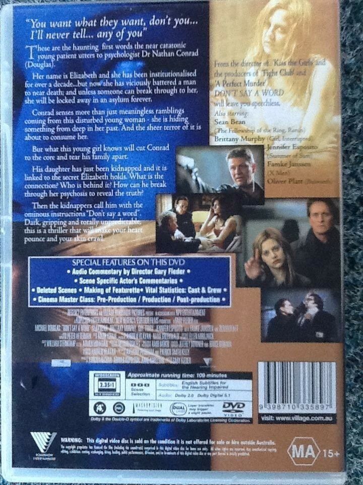 Alle DVDs: DON'T SAY A WORD - Michael Douglas – Neu (gemäss Beschreibung) aus Riehen von M.S.DVD 2