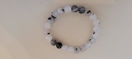 Armband Kugeln 0,8mm Durchmesser Elastisch Weiss & Schwarz
