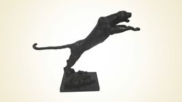 Skulptur Panther springend Bronze auf Granitsocke