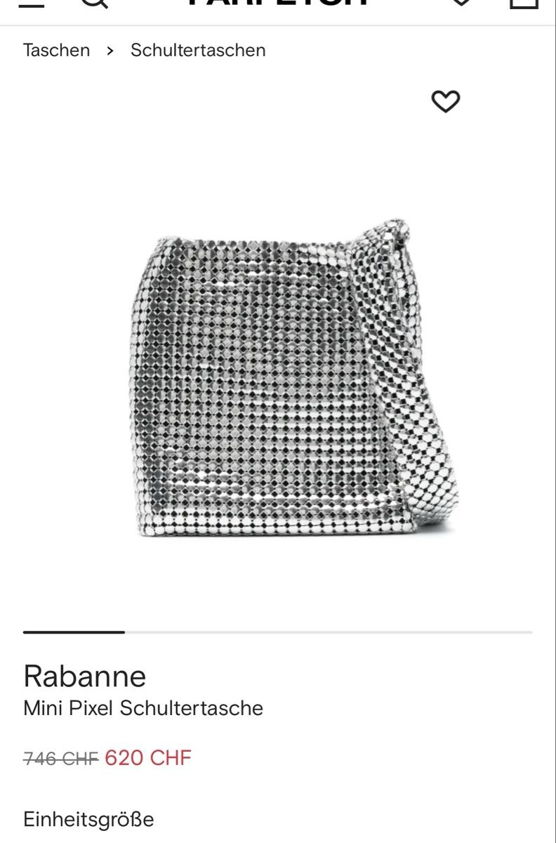 Borse da donna: Rabanne Mini Pixel Tasche silber – Nuovo e nell'imballaggio originale da Bachenbülach venduto da narapopo 1