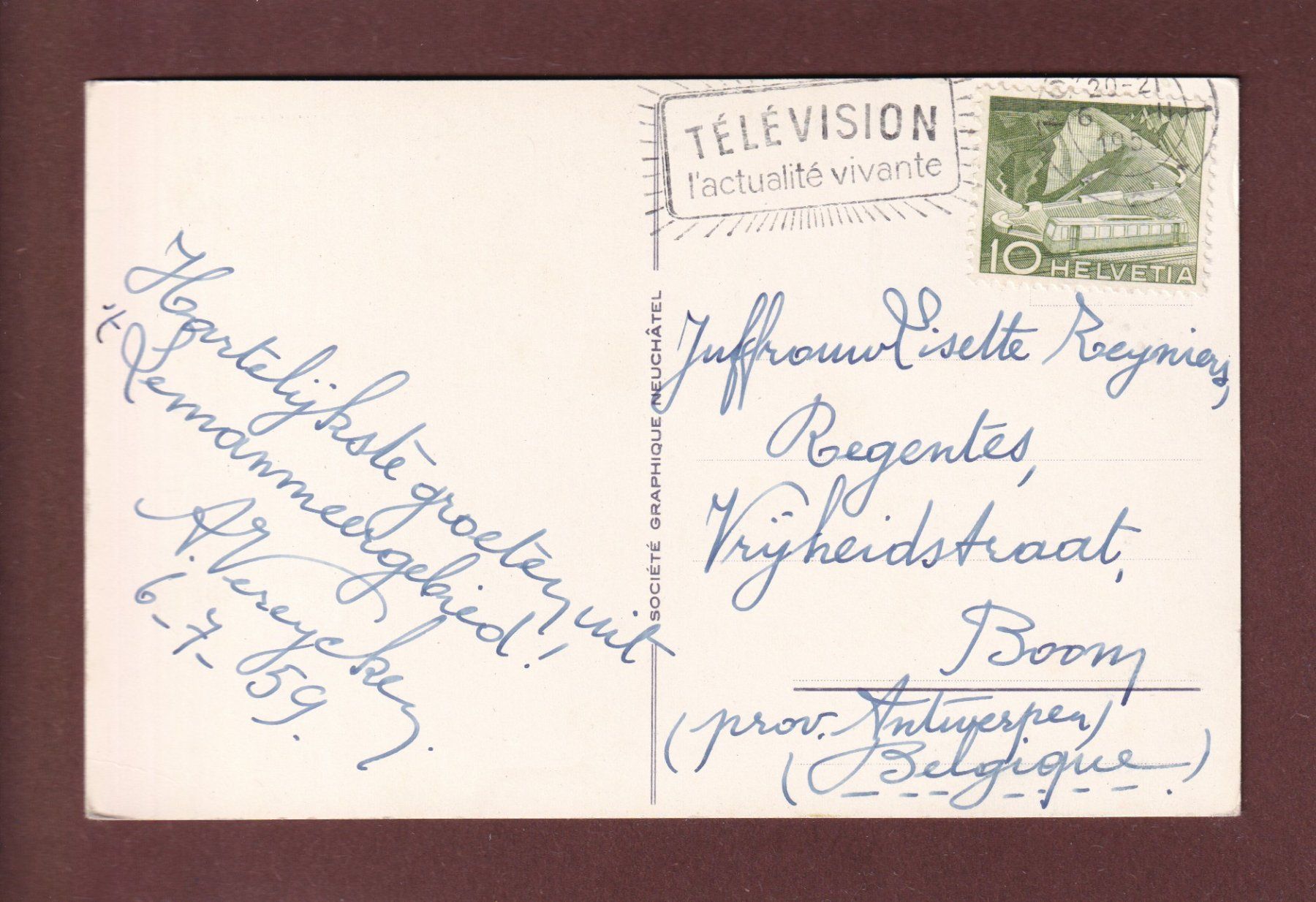 Cartoline postali: GLION - Grammont - 1959 – Usato da Pully venduto da nicecards 1