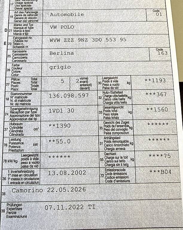 Automobili: VW Polo 1.4i (PER EXPORT) – Usato da Agno venduto da jonnyautosagl 7