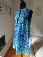 Antica Sartoria beach coverup tunic dress sequin bead blue L