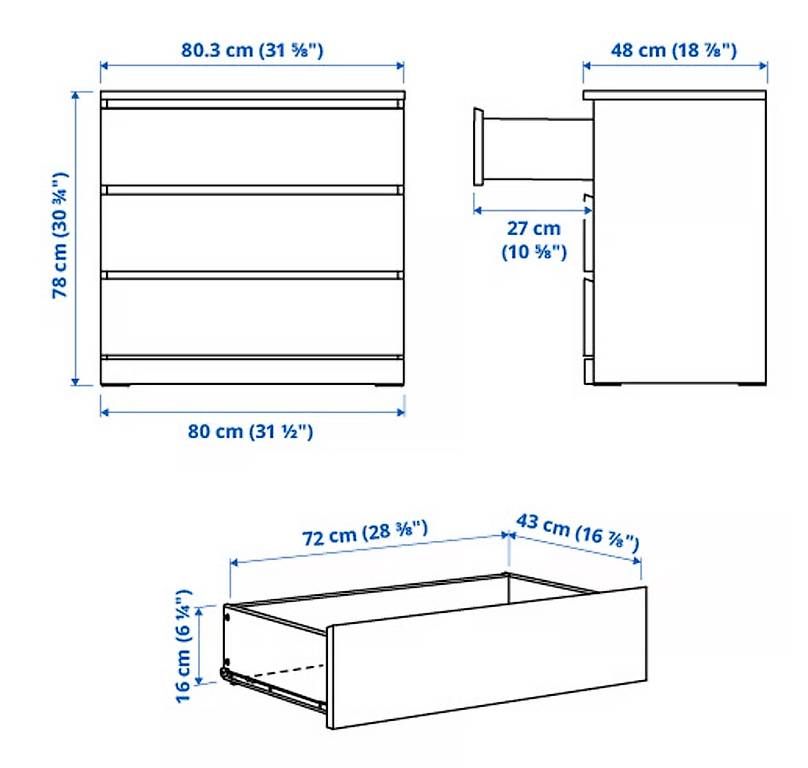 Cassettiere: Kommode mit drei Schubladen (Malm Ikea)  – Usato da Bern venduto da kat_5c62 4