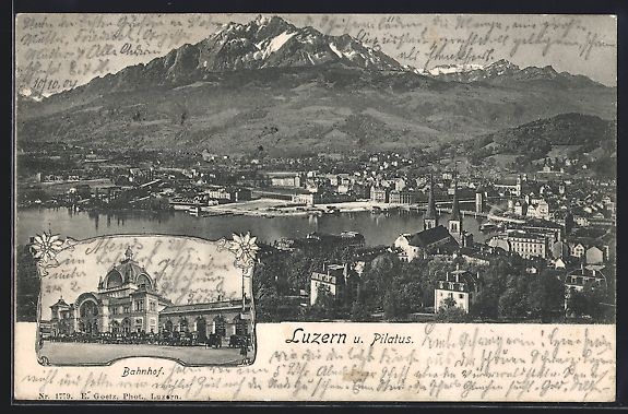 Cartoline postali: Luzern, Teilansicht mit Pilatus, Bahnhof – Usato da Berlin venduto da bartko-reher