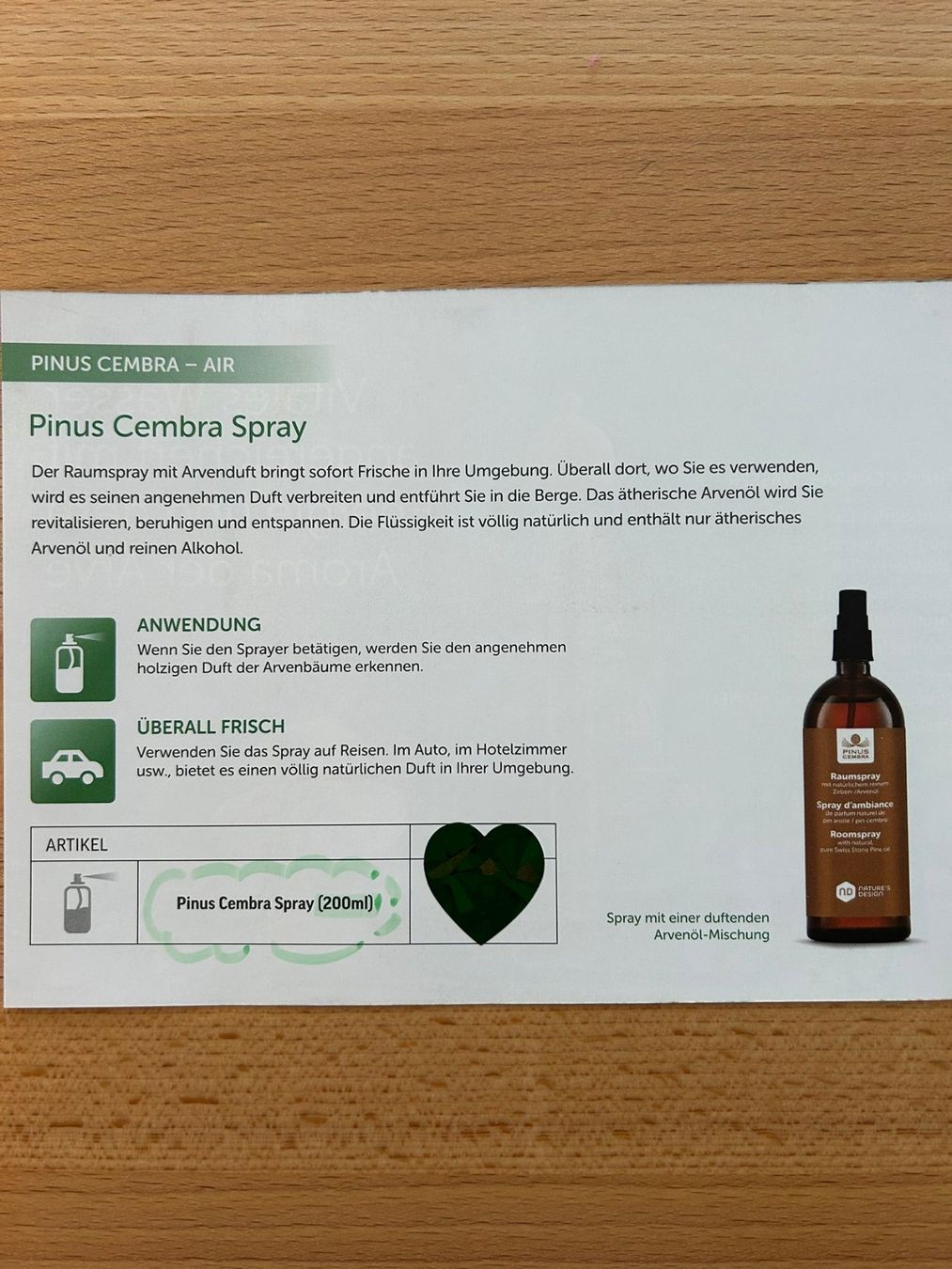 Spray per ambienti: Pinus Cembra Spray / Raumspray Arvenduft – Nuovo (secondo la descrizione) da Einsiedeln venduto da Trini30 3