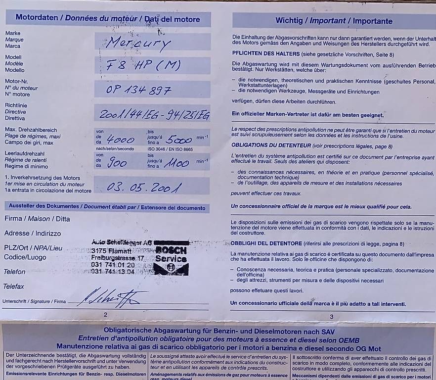 Mercury Moteurs: Mercury 8 PS Aussenbordermotor kurzschaft – D'occasion à Köniz par 22hokey 3