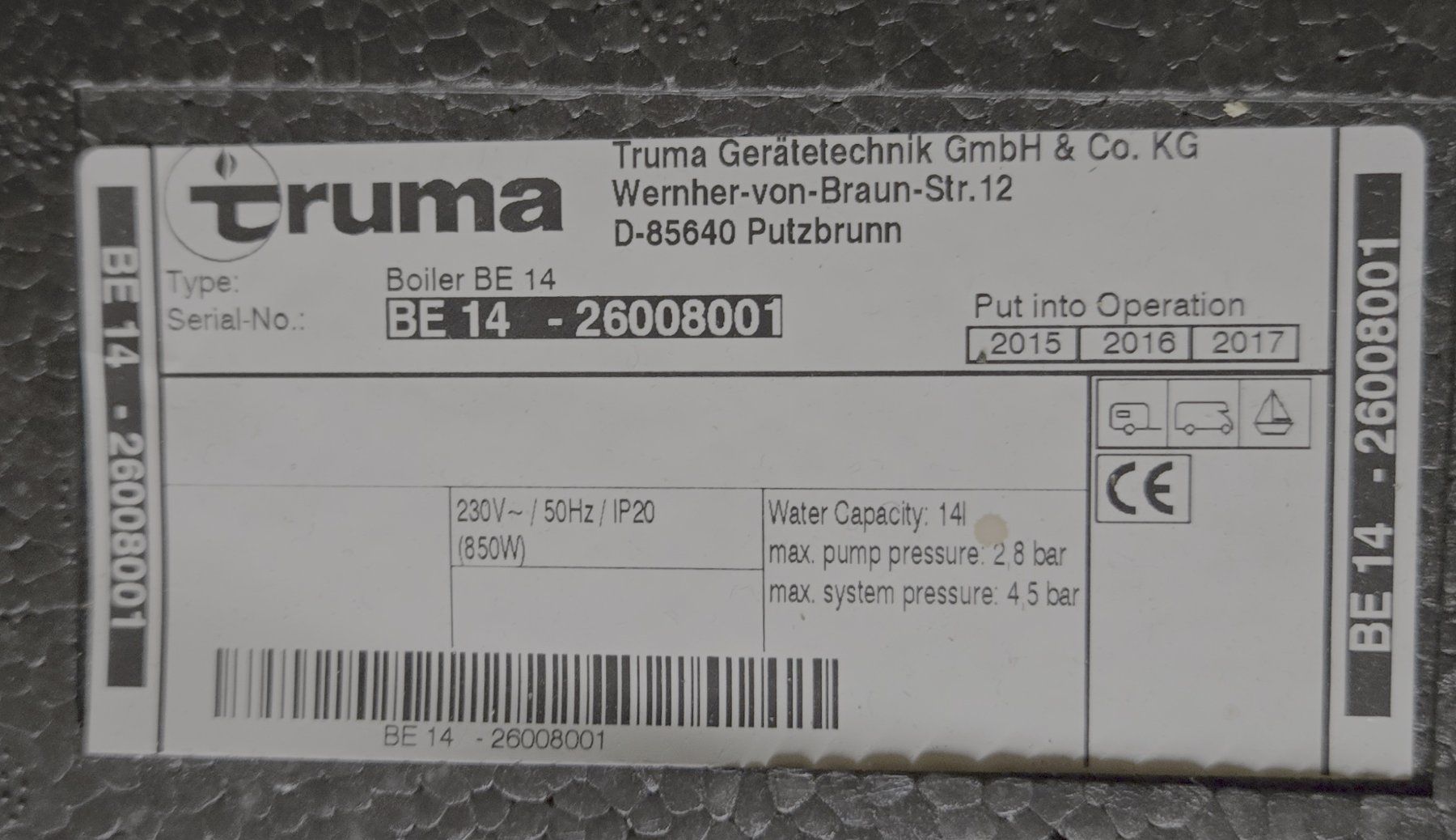 Truma Sanitär: Truma Boiler Elektro, 14 Liter – Gebraucht aus Uezwil von Wundabua 1