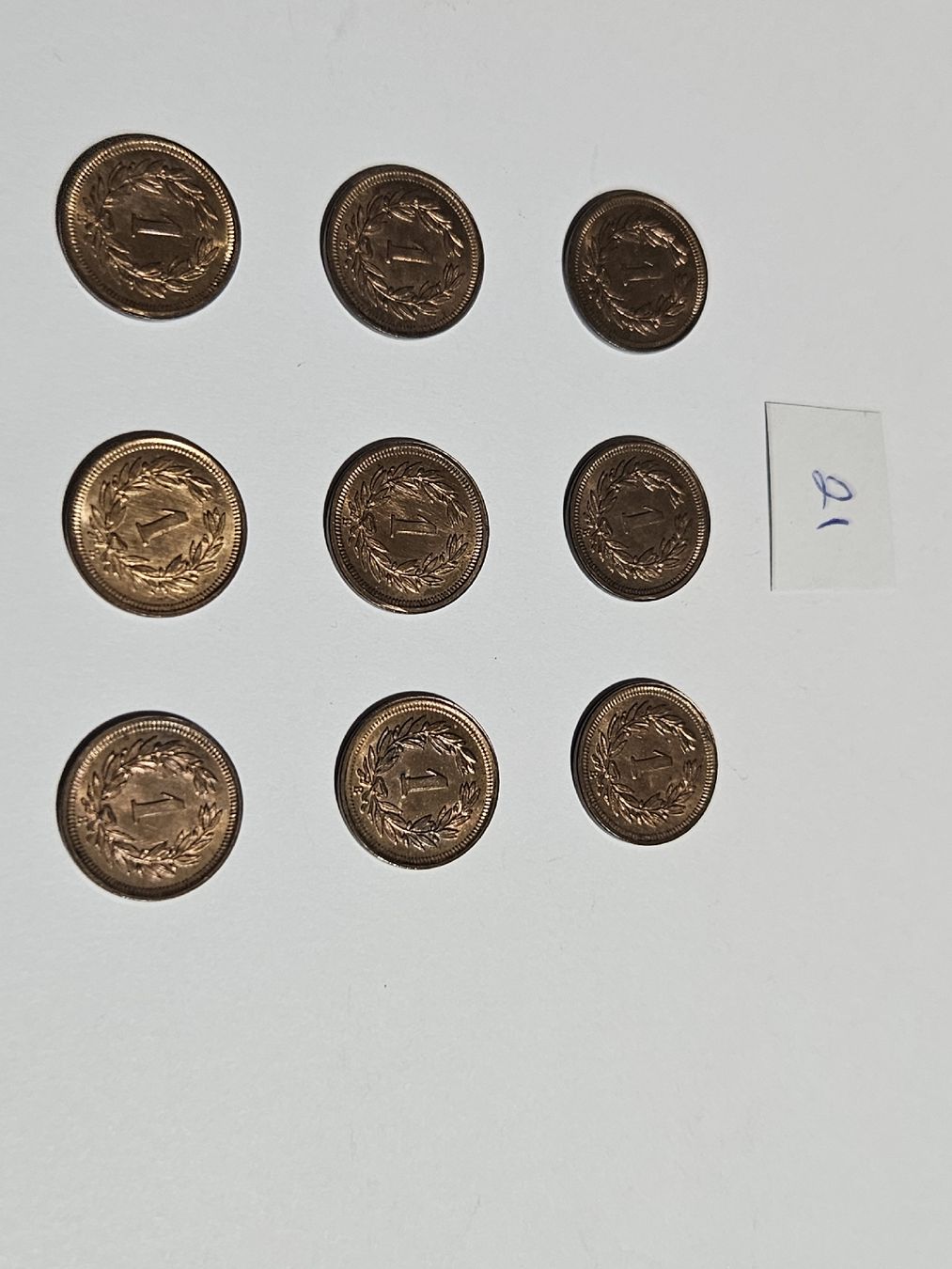 Tutti le monete: 1 Rappen 1937, 9 Stk. – Usato da Pfäffikon ZH venduto da Melibol 3