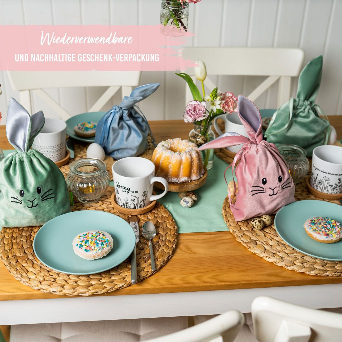 Alle Dekorationen: 3 Geschenksäckchen zu Ostern aus Samt – Neu und originalverpackt aus Walenstadt von Trend-24 5
