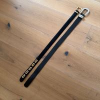 2 Gürtel Leder Schwarz Grösse 70cm neuwertig gold silber