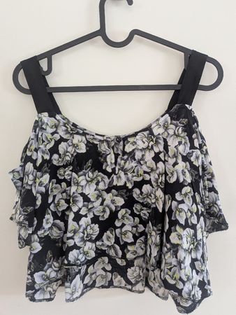 Miss Selfridge Petites Floral Print Shoulder Top - EU36