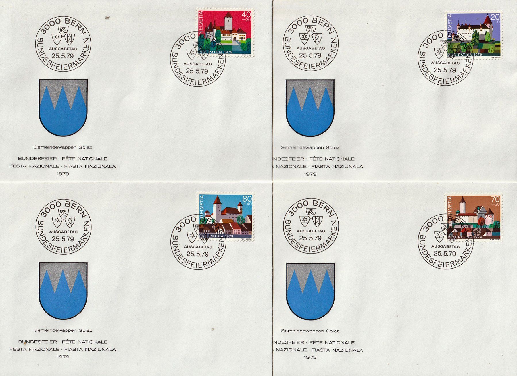 Tutti i francobolli: 1979 Serie Pro Patria Einzel FDC – Usato da Arlesheim venduto da gaugi43