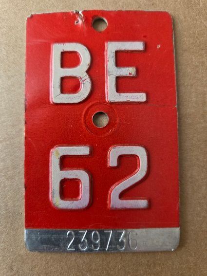 Sachs Ecriteaux: Velonummer BE 62 plaque velo – D'occasion à Schenkon par Uhu007
