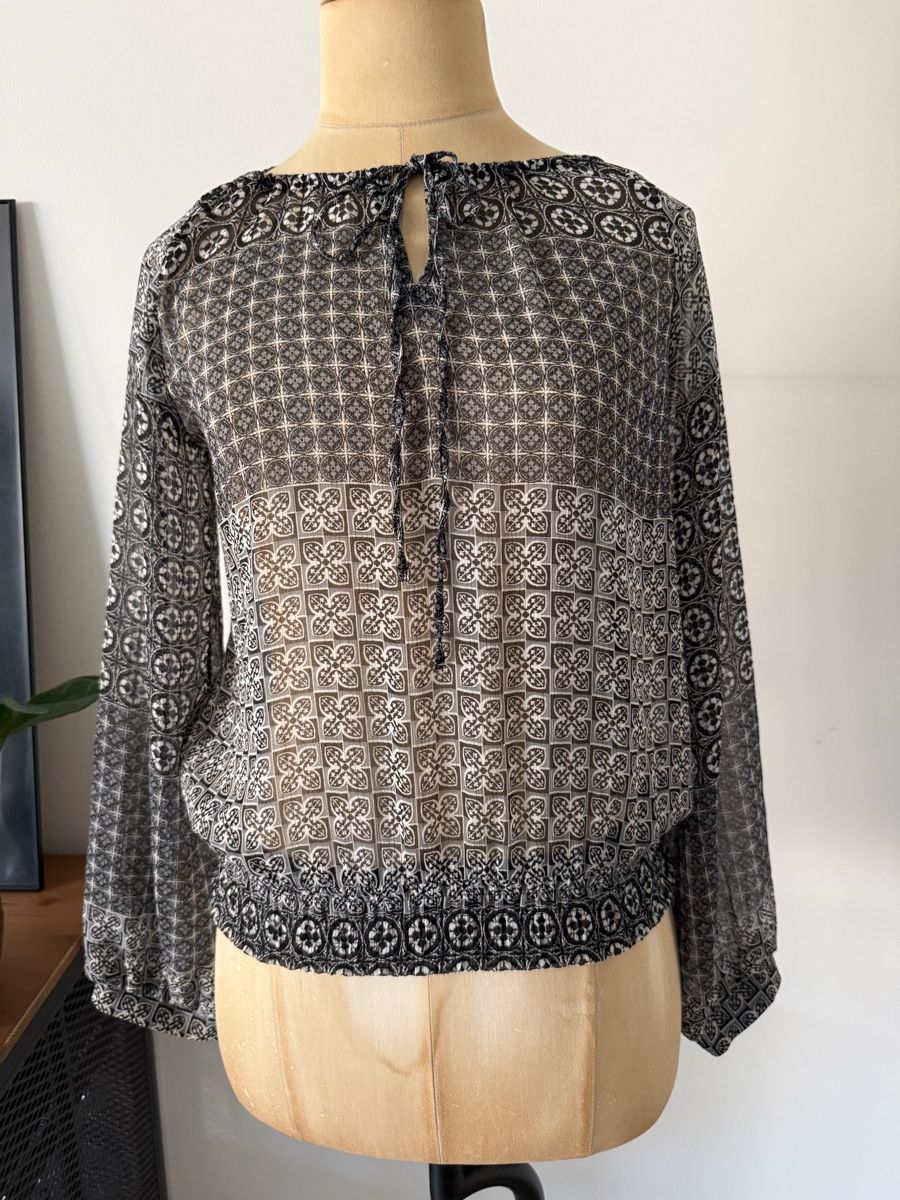Camicette: Boho Damenbluse Schwarz Weiß Langarm Gr. M Casual – Usato da Lugano venduto da rebecca.wardrobe 1