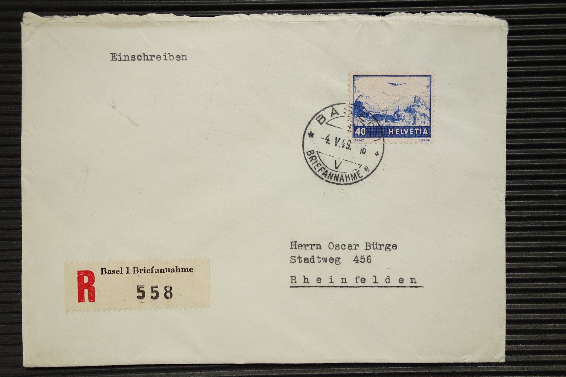 Tutti i francobolli: 1949 Brief mit Flugpostmarke Wallis 1948 – Usato da Mettmenstetten venduto da Sutasso