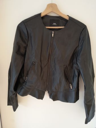 Zara Damen Kunstlederjacke Schwarz Grösse L