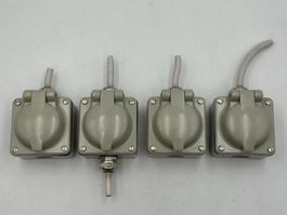 4x Steckdosen Feller AP, nass Aussenbereich 8x8cm Aufputz